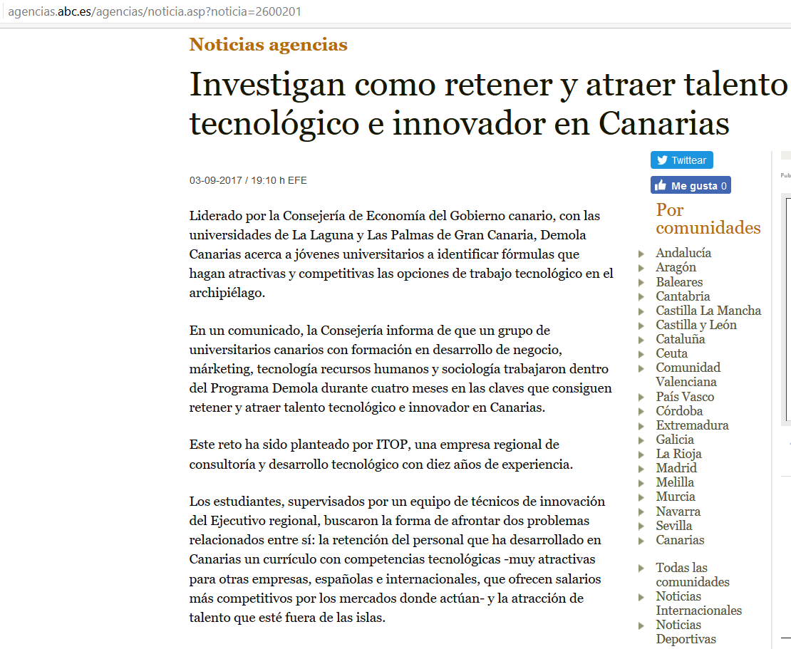 Itop y Demola Canarias en ABC Itop y Demola Canarias en ABC