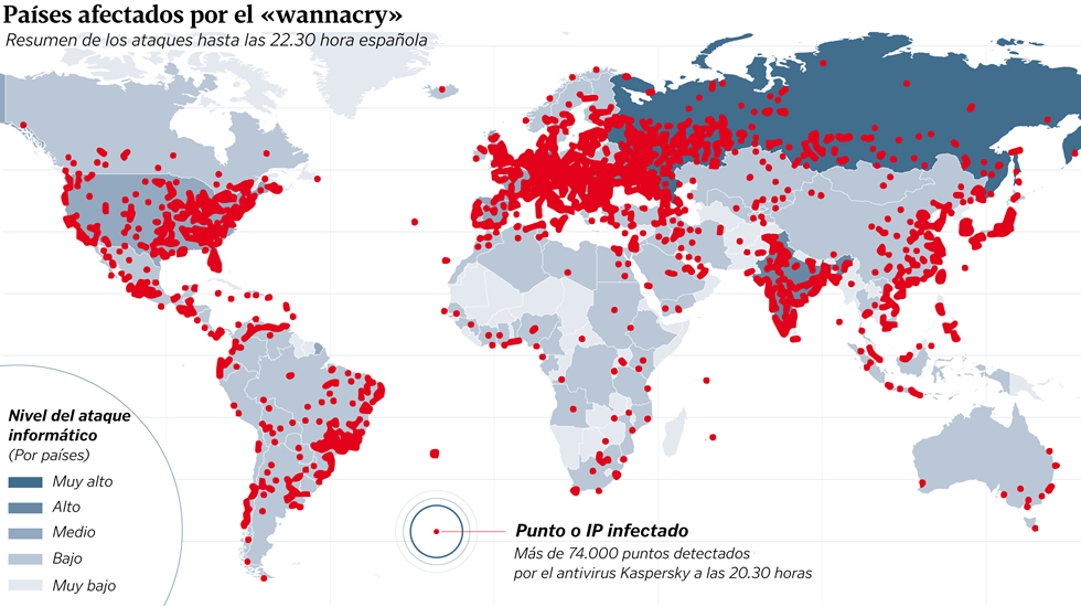 Países afectados por Ransomware Países afectados por Ransomware