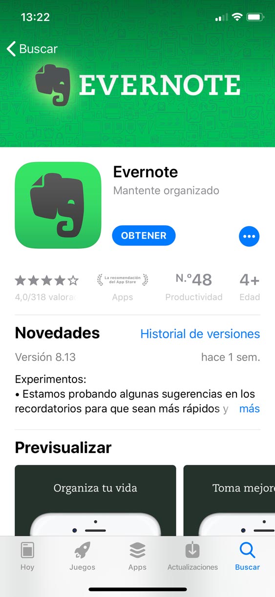 App de Evernote App de Evernote